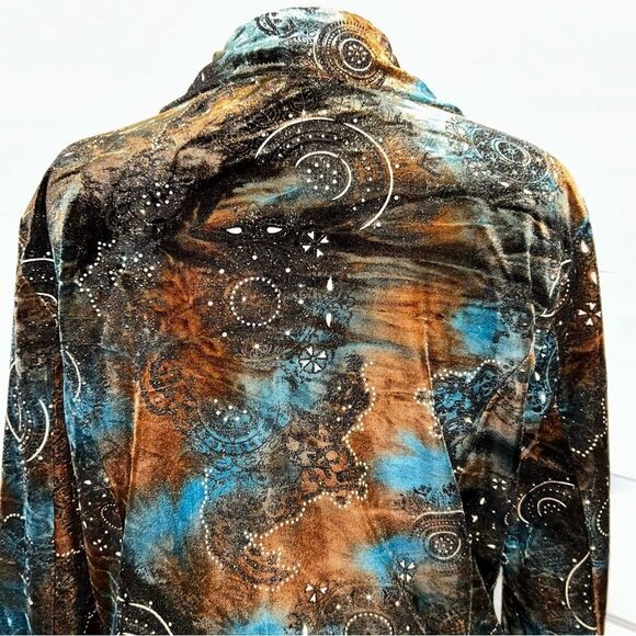 Vintage Chico’s Velour Ombre Print Metallic Button Front Jacket Coat Chicos - Picture 4 of 11